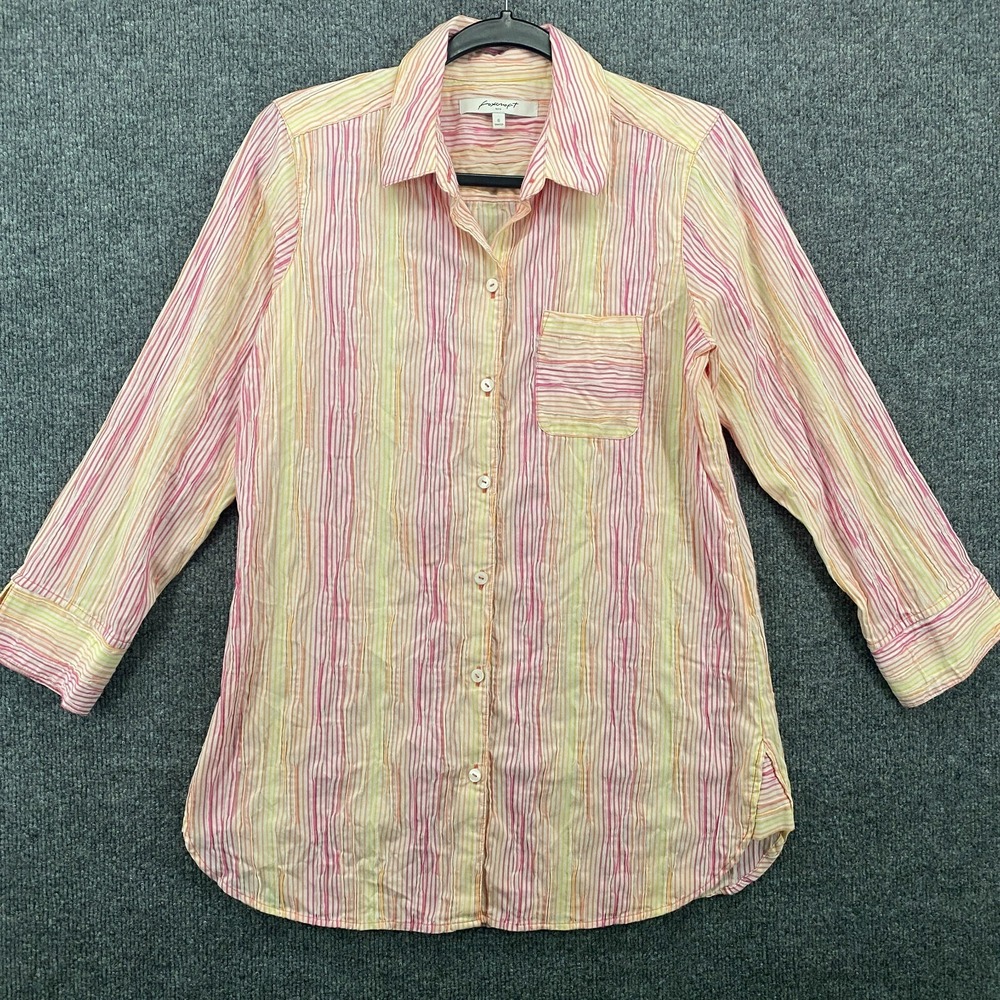 Foxcroft Blouse Top‎ Womens 6 Shaped Multicolor Striped Button Up Office Career